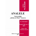 Analele Universitatii Stefan cel Mare, Seria Filologie, B. Literatura, tomul XII, nr. 1, 2007